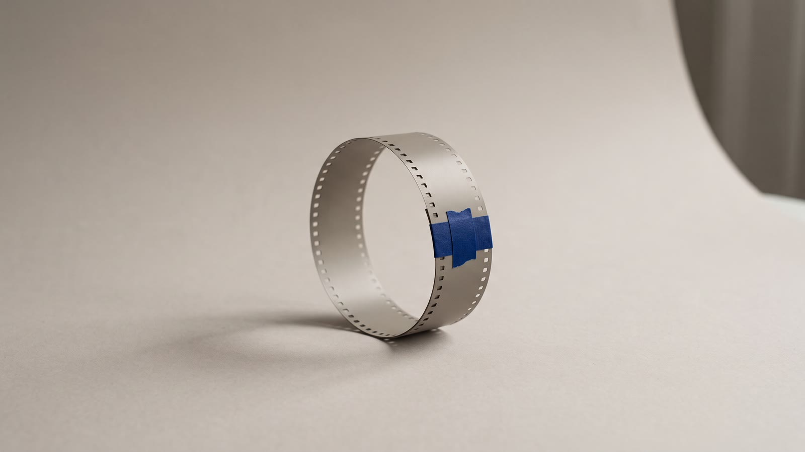 A strip of film joined into a circle