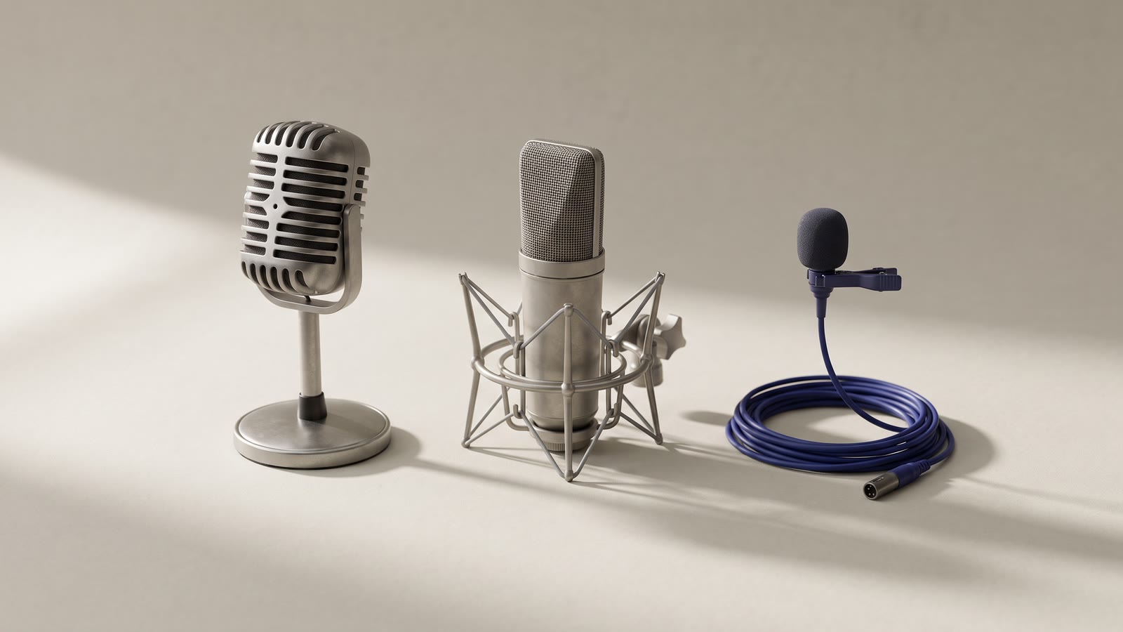 Three different microphones in a row