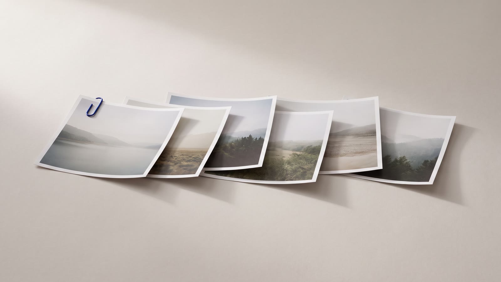 A sequence of photo prints laid out like frames